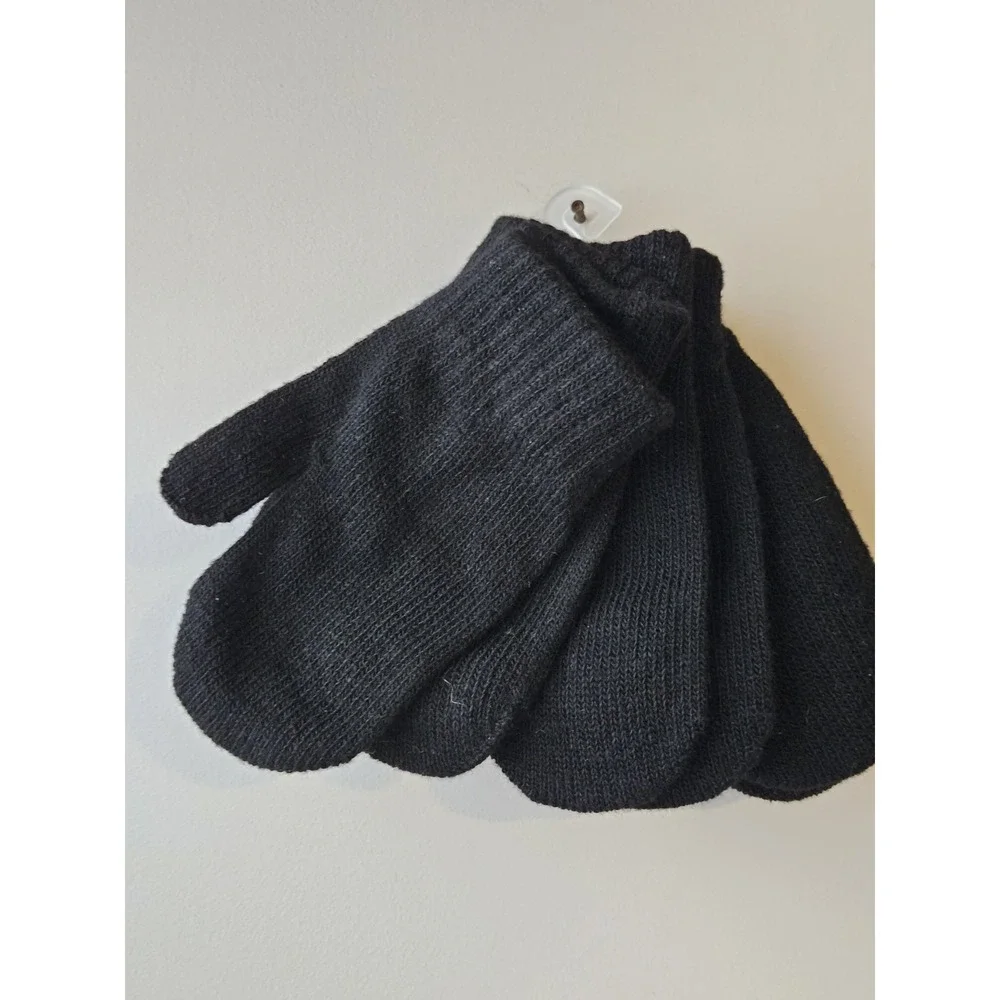 NEW Cat & Jack Toddler Unisex‎ 3 Pack Mittens Gloves Black Size 2T-5T
